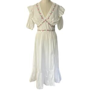 ASOS Violet Romance White Floral Embroidered Dress Size Small